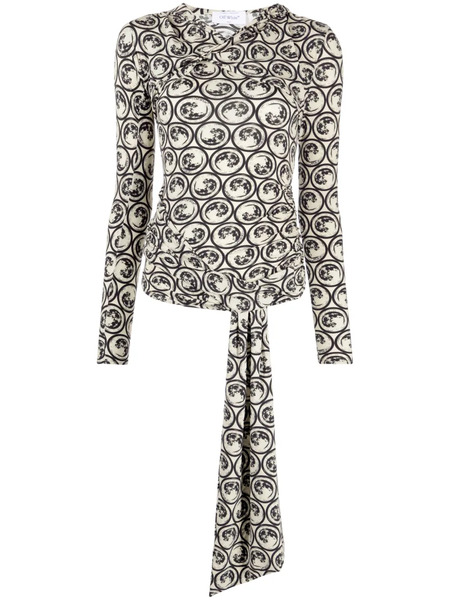  Off-white Motif-print Long-sleeve Top - Neutrals 