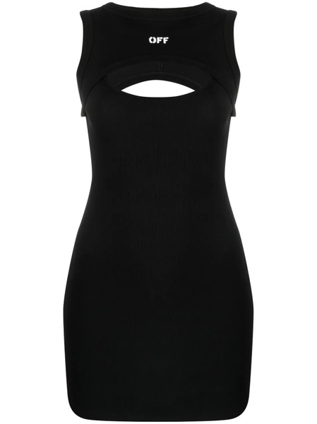  Off-white Off Stamp Ribbed Minidress - Black 