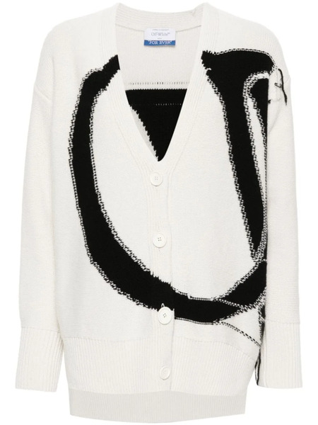 Off-white Ow Maxi Logo Wool Cardigan 