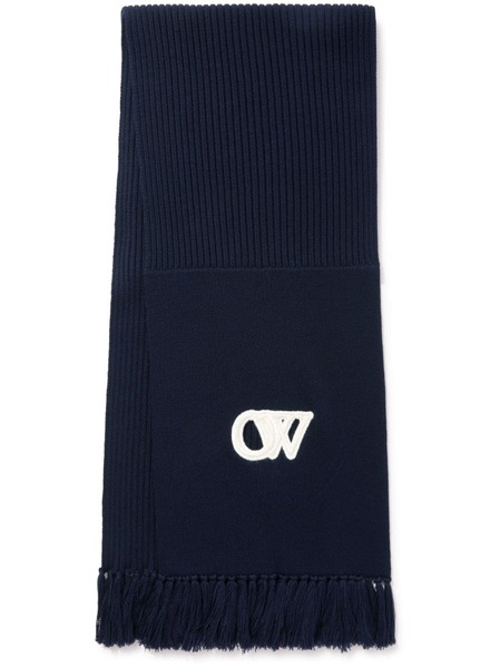  Off-white Ow-motif Wool Scarf - Black 
