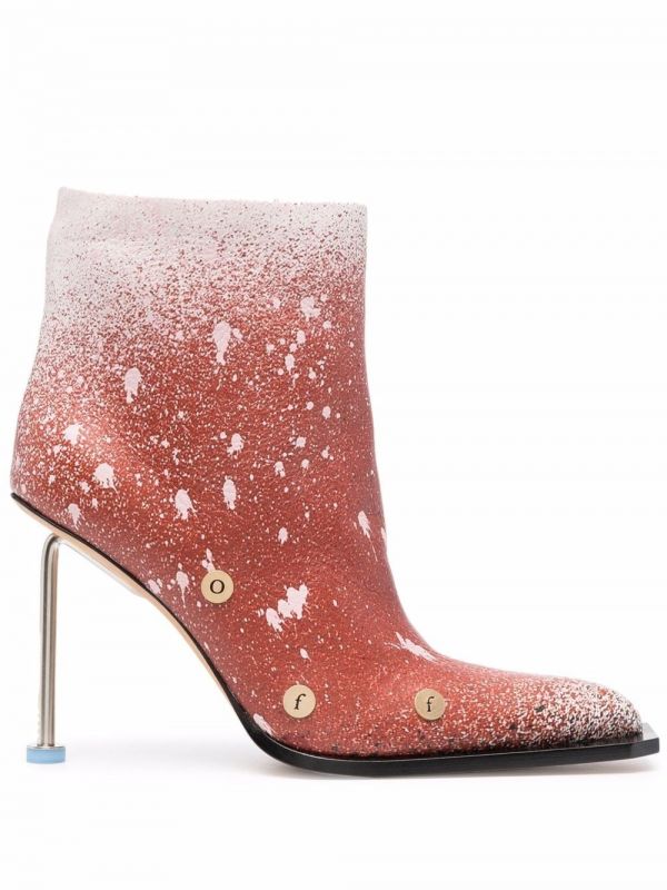  Off-white Paint-splatter Stiletto Boots - Orange 