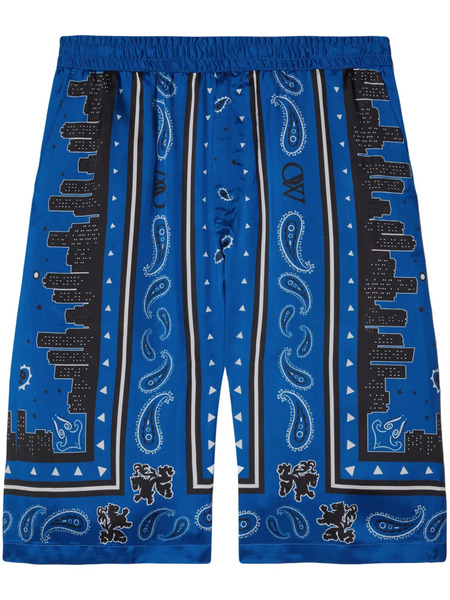  Off-white Paisley-pattern Shorts - Blue 