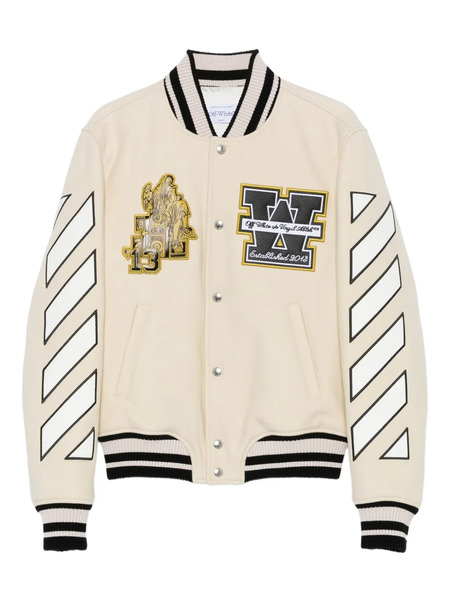 Off-white Patch-appliqué Varsity Jacket - Neutrals 