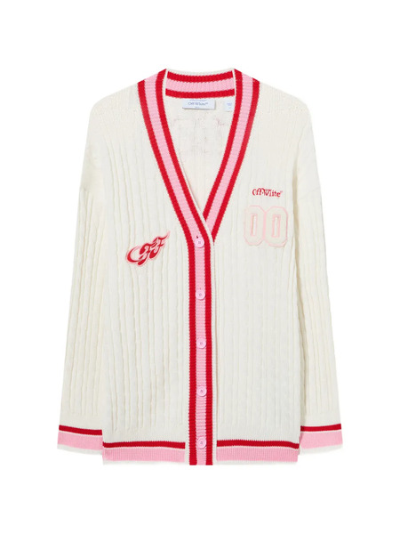  Off-white Patch Cable Knit Cardigan - Neutrals 