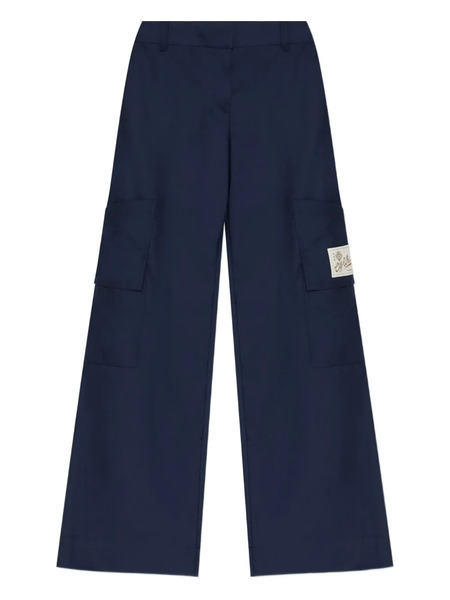  Off-white Patch-pocket Wide-leg Trousers - Blue 