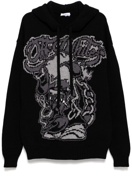  Off-white Pattern-jacquard Jumper - Black 
