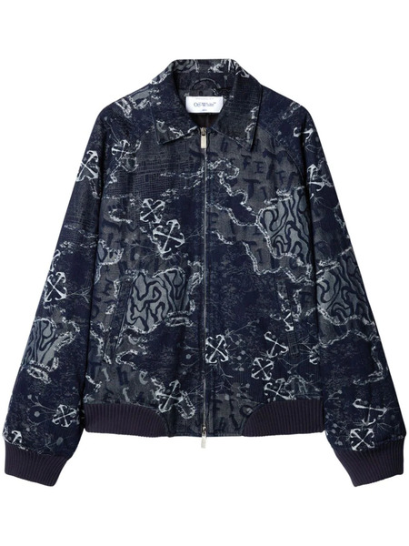  Off-white Patterned-jacquard Bomber Jacket - Blue 