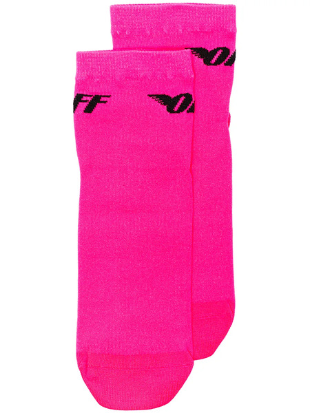  Off-white Pink Neon Wings Stretch Logo Socks 