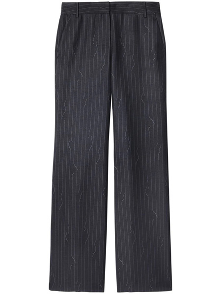  Off-white Pinstripe-pattern Virgin Wool-blend Trousers - Grey 