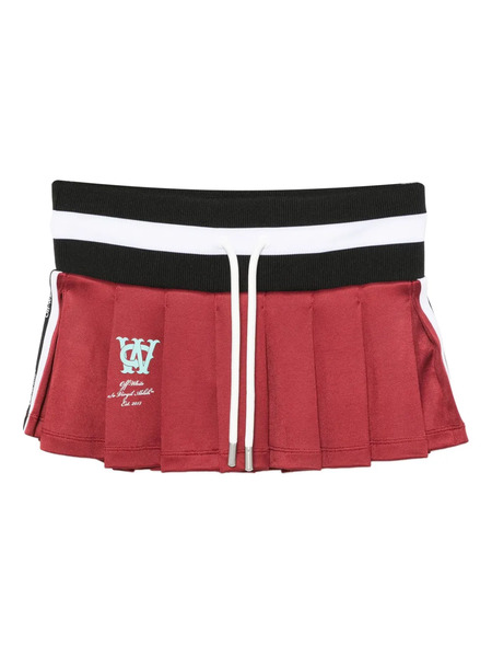  Off-white Pleated Drawstring Skirt - Red 
