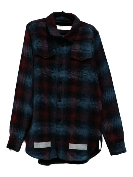  Off-white Pre-owned Arrows-print Checked Shirt - Blue 