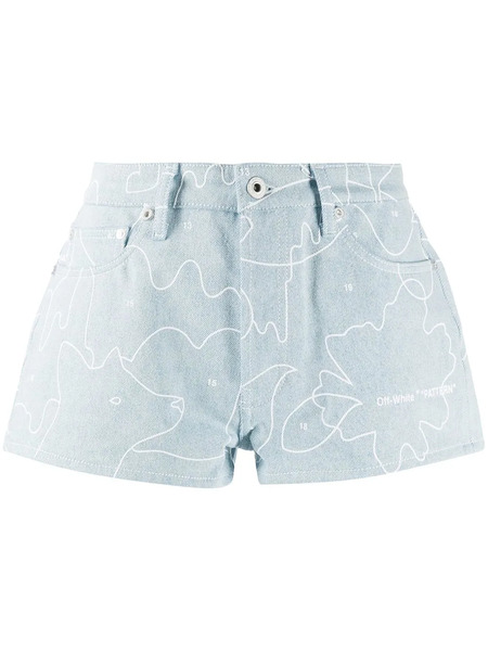  Off-white Puzzle Denim Shorts - Blue White 
