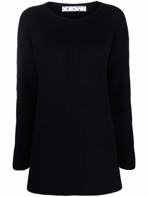 Off-white Ribbed-knit Wool Jumper - Black 