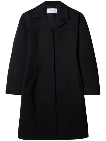  Off-white Round Techno Gab Single-breasted Coat - Black 
