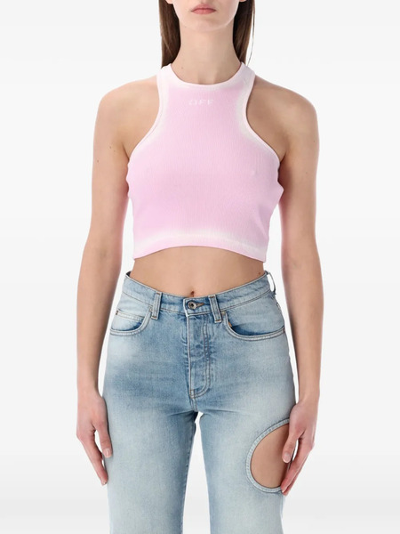  Off-white Rowing Ribbed Crop Top - Pink 