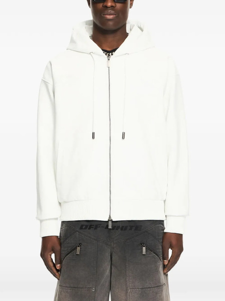  Off-white Royal Team Embroidery Hooded Leather Jacket 