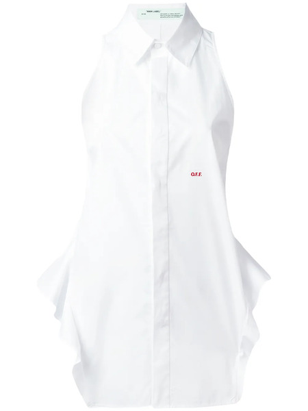  Off-white Ruffled Trim Sleeveless Shirt 