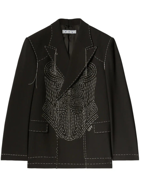  Off-white Runway Body Stitch Double-breasted Jacket - Black 