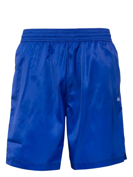  Off-white Scribble Diags-print Elasticated Swim Shorts - Blue 