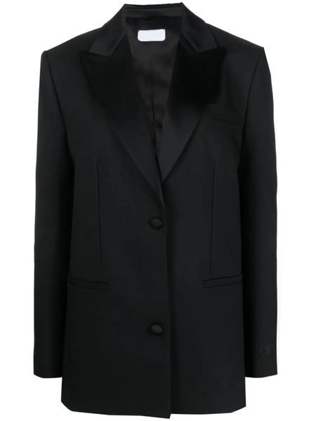  Off-white Single-breasted Tuxedo Blazer - Black 