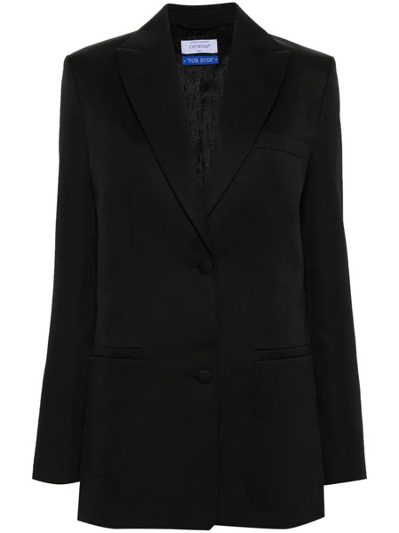  Off-white Single-breasted Virgin-wool Blazer - Black 
