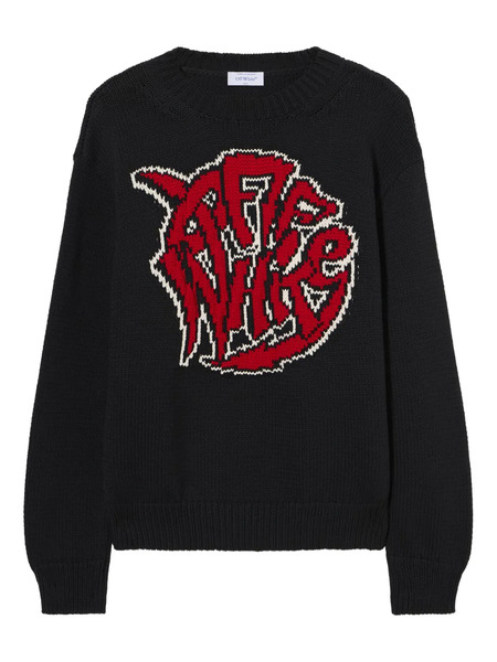  Off-white Sphere-logo Chunky Crewneck Sweater - Black 