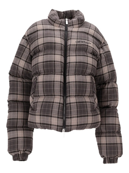  Off-white Spray Check Flannel Down Jacket - Grey 