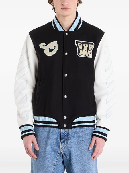  Off-white Star Logo Lea Bomber Jacket - Black 
