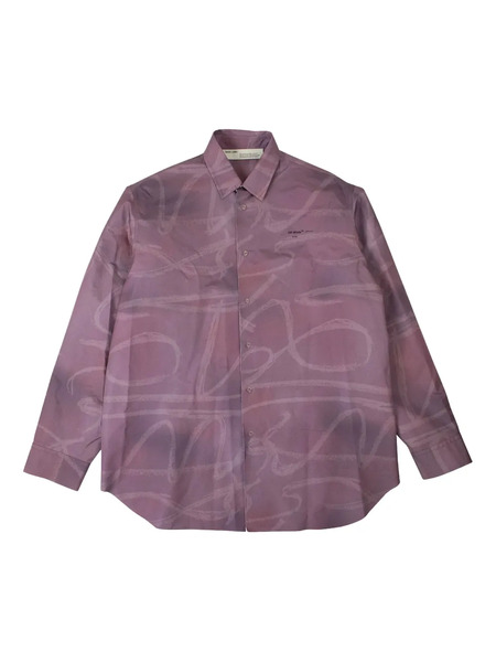  Off-white Stiff Button Down Shirt - Purple 