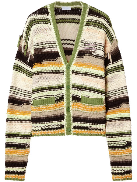  Off-white Striped Cardigan - Neutrals 
