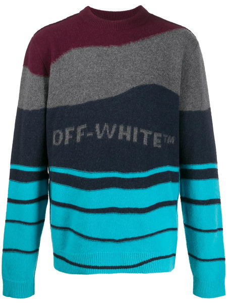  Off-white Striped Knitted Jumper - Red 