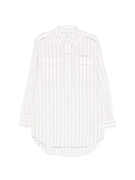  Off-white Striped Pocketed Mini Dress 