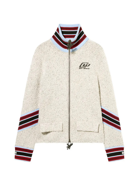  Off-white Striped Zip Cardigan - Neutrals 