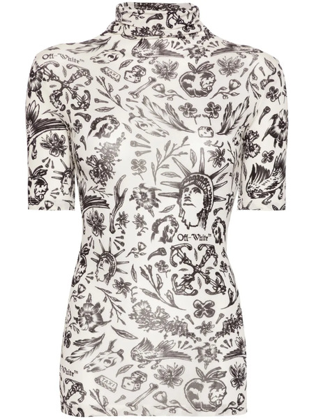  Off-white Tattoo Tulle Blouse 