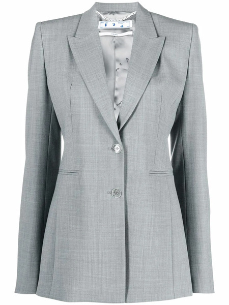  Off-white Text-print Tailored Blazer - Grey 