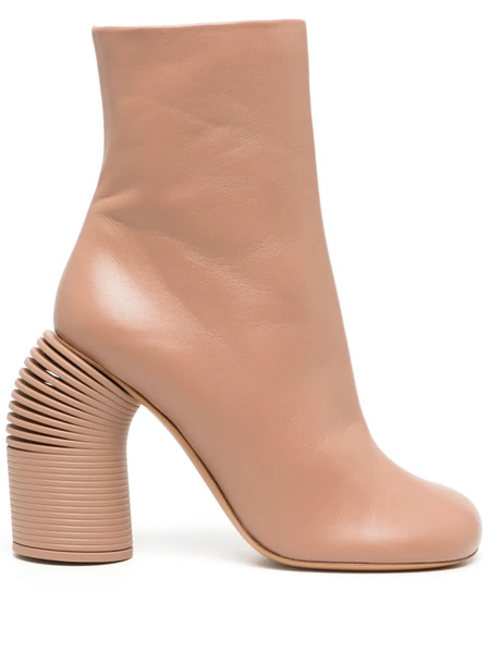  Off-white Tonal Spring Leather Ankle Boots - Neutrals 