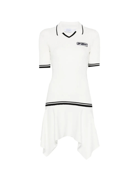  Off-white V-neck Ribbed Mini Dress 