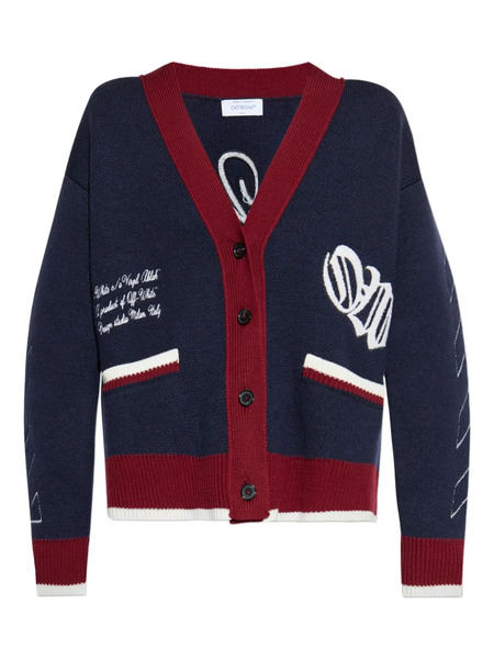  Off-white Varsity Jacquard Cardigan - Blue 