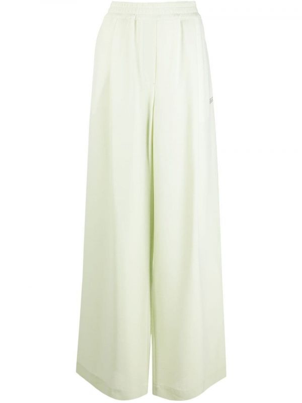  Off-white Wide-leg Trousers - Green 