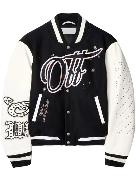  Off-white Wo Bling Stars Varsity Jacket - Black 