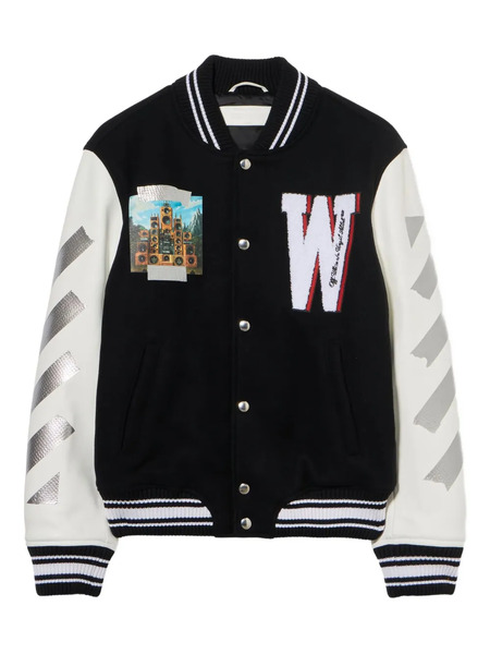  Off-white Wo Soundsystem Varsity Jacket - Black 