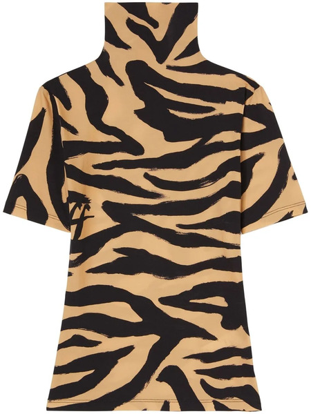  Off-white Zebra-print Second Skin Top - Neutrals 