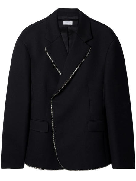  Off-white Zip-trim Virgin-wool Blazer - Black 