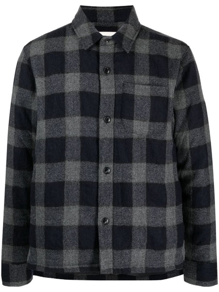  Officine Generale Gingham-check Virgin-wool Jacket - Blue 
