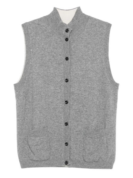  Oliver Lattughi Ribbed Button-front Vest - Grey 