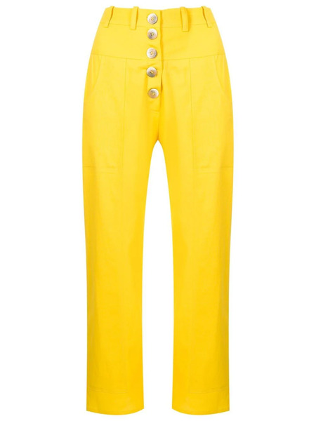  Olympiah Cropped Button-front Trousers - Yellow 