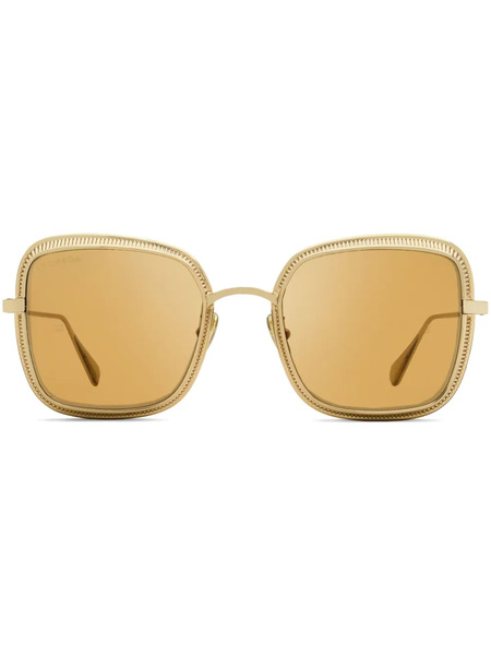  Omega Eyewear Engraved Square-frame Sunglasses - Gold 