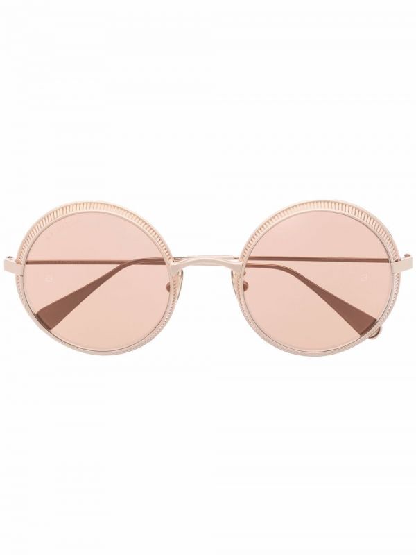  Omega Eyewear Round-frame Sunglasses - Gold 