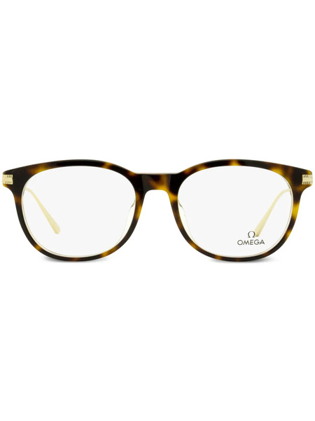  Omega Eyewear Tortoiseshell Round-frame Glasses - Brown 