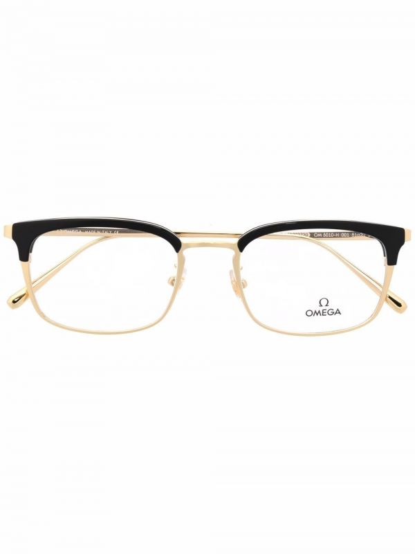  Omega Eyewear Two-tone Square-frame Optical Glasses - Gold 